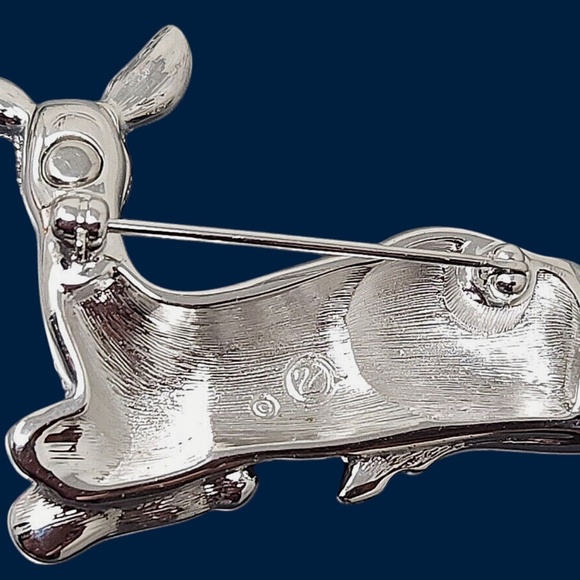 Swarovski Rhodium Plated Pave Crystal Deer Brooch Pin-Rare, New-Retired, Signed - Picture 11 of 16